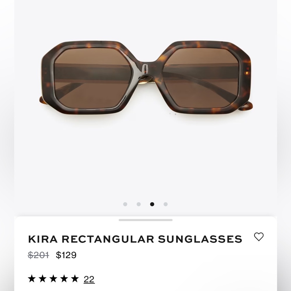 NWT Tory Burch brown tortoise Kira Rectangular Sunglasses TY7160U